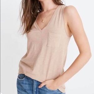 Madewell vneck whisper cotton knit pocket tank top